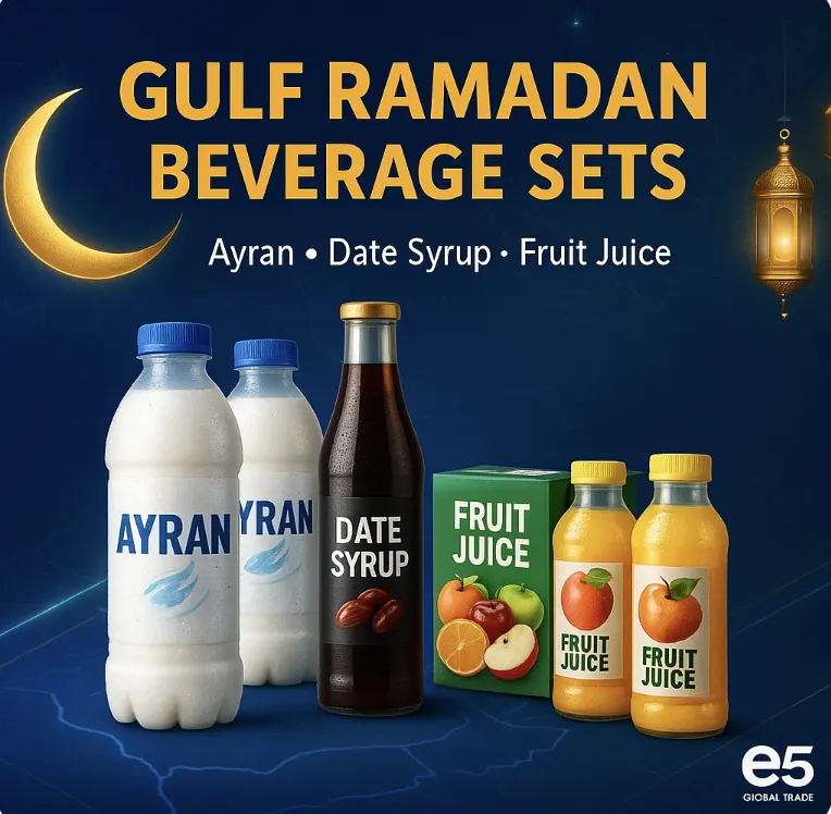 Ramazan Ayı için Körfez Ülkelerine İhracat Edilen İçecek Setleri: Ayran, Hurma Şerbeti, Meyve Suyu Paketleri (2025)